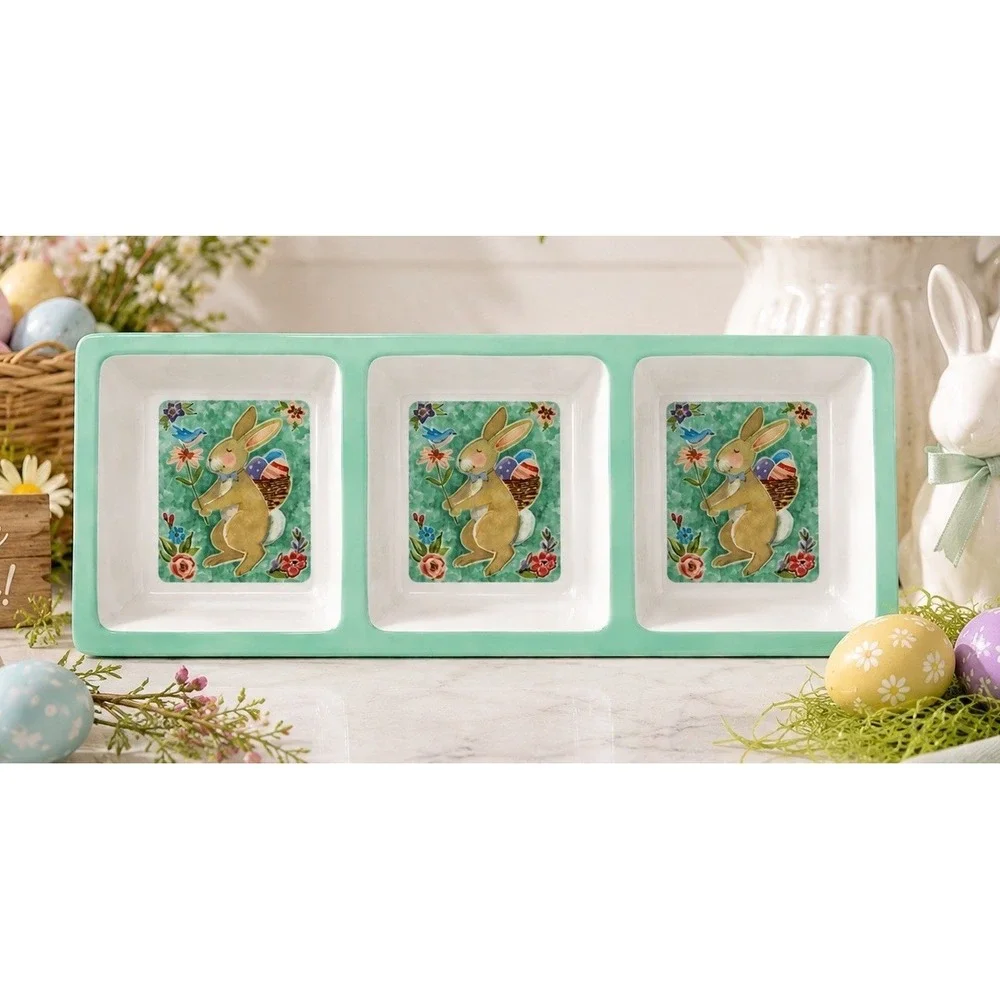NEW Certified International Joy of Easter 3 Divided Tray Melamine So Pretty
